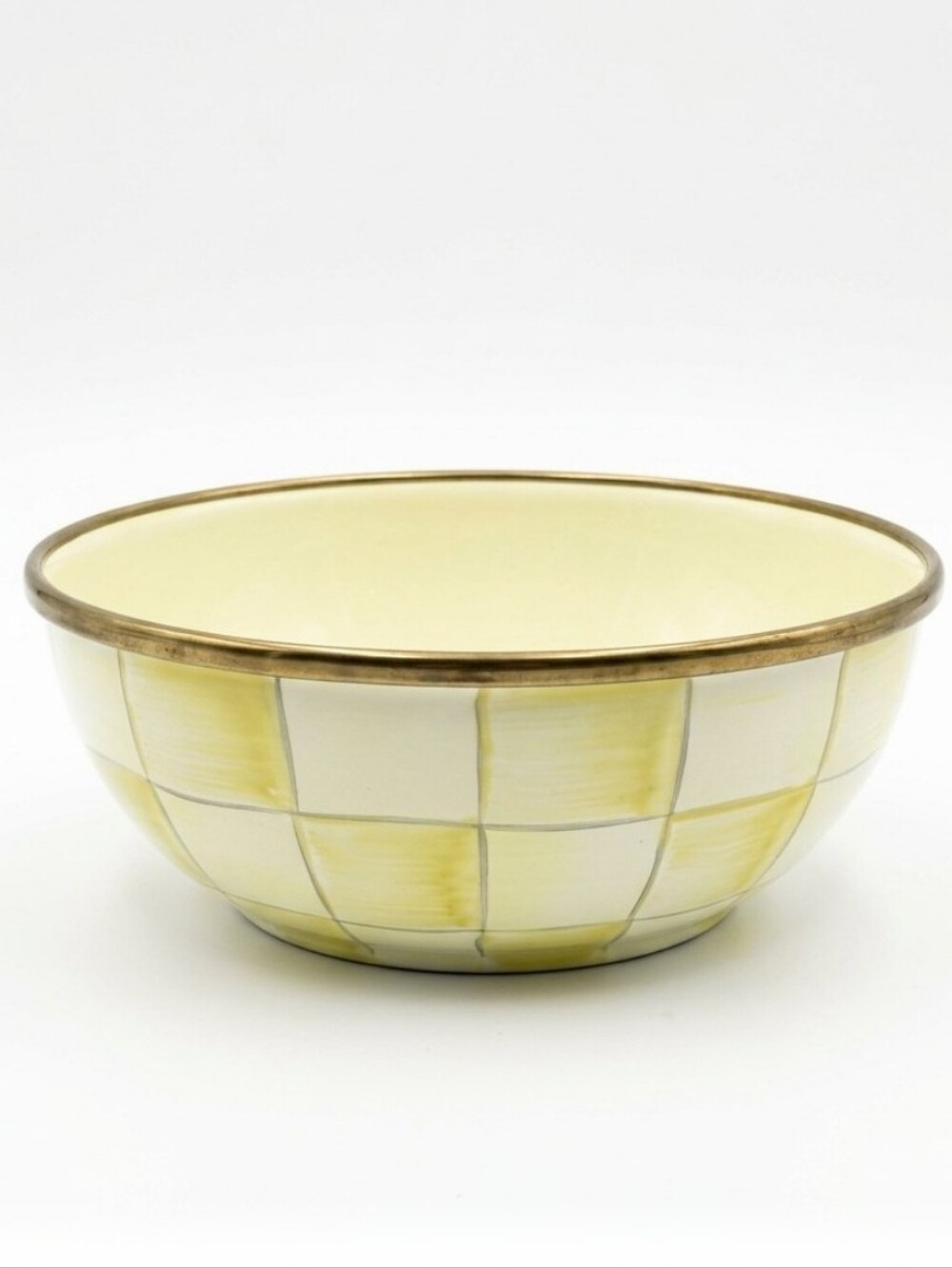 Mackenzie Childs "Parchment Check" Enamel Everyday Bowl